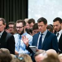 Students recite the Order of the Engineer pledge